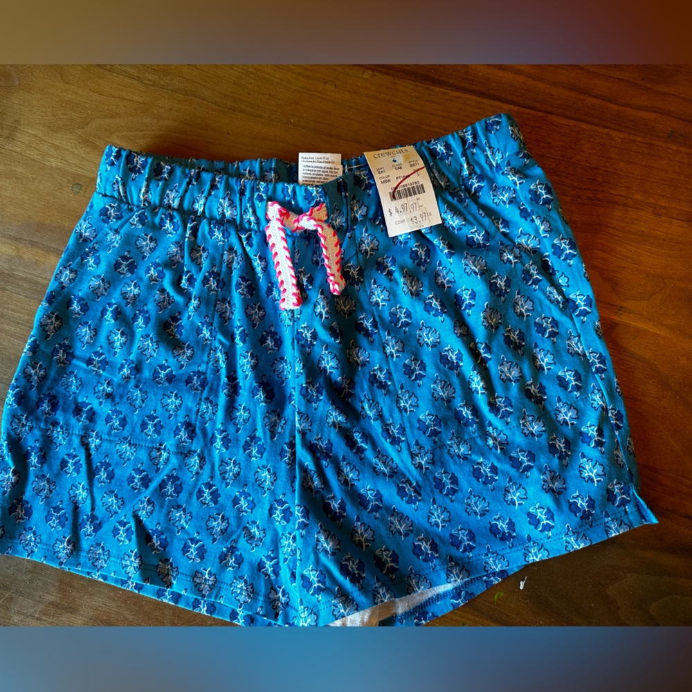 NWT // JCrew // Crewcuts Girls cotton shorts // blue flowers  // Large